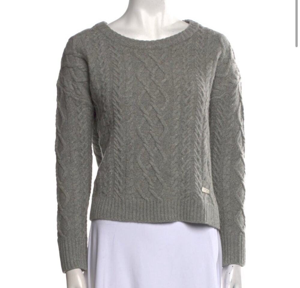 Burberry Womens Cashmere Blend Pullover Cable Knit Sweater Gray Size EU 38 US 4